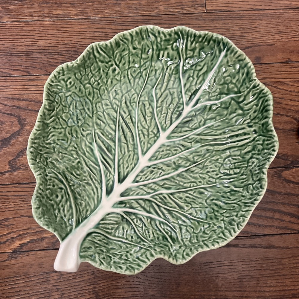 Vintage Majolica Bordallo Pinheiro Large Green Cabbageware Cabbage Bowl